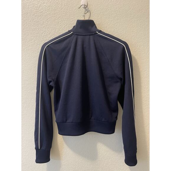Lacoste Navy Blue Track Jacket Women's 32 US XS Full Zip Paris White Stripe - Picture 3 of 11